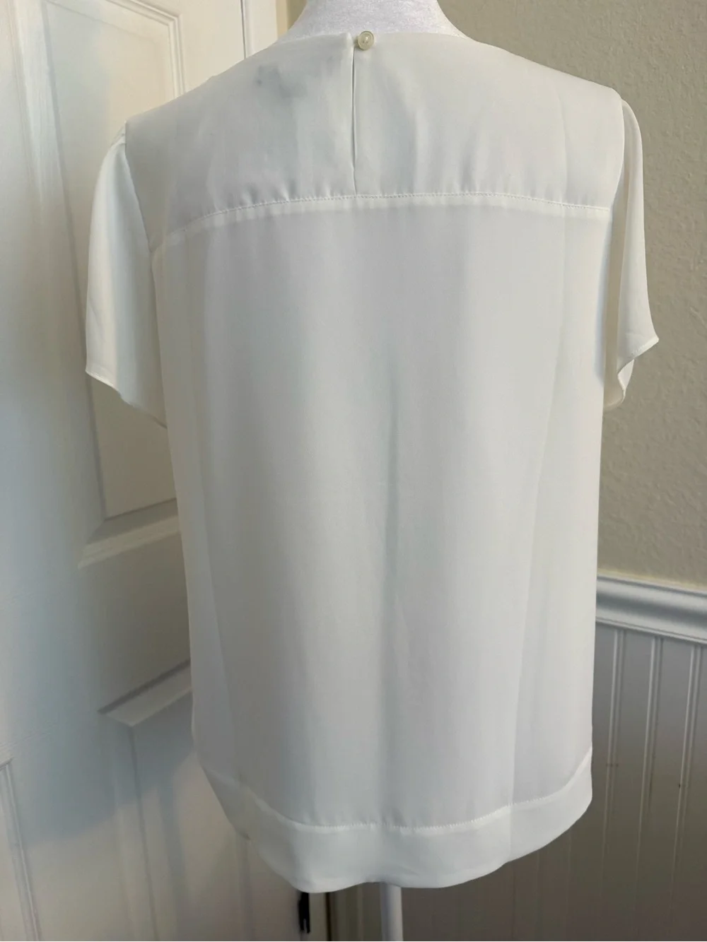 J. Crew Cream Short Sleeve Boatneck Blouse